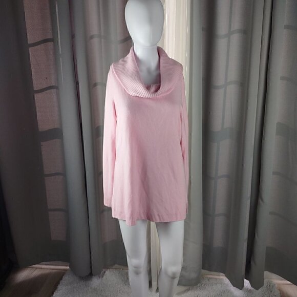 Kim Rogers Signature Womens Cowl Neck Pink Long Sleeve Sweater Size Medium - Picture 1 of 10